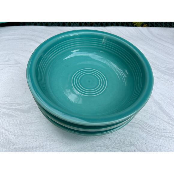 Fiestaware Fiesta HLC Turquoise Blue Three Cereal Bowl 6 7/8" - Picture 2 of 4